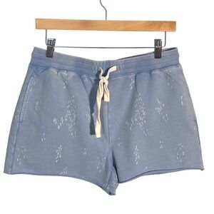 Thread‎ Supply Light Blue White Splash Print Sweat Shorts Women's Medium